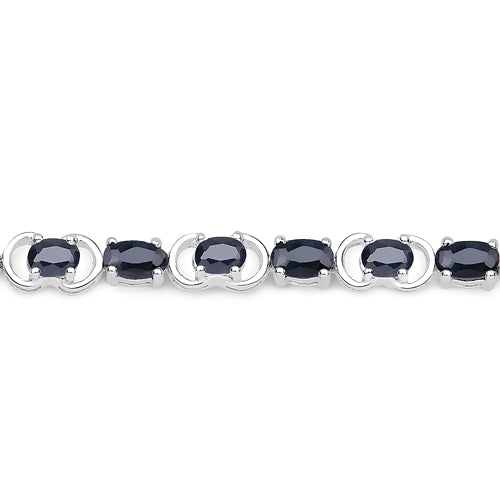 7.41 Carat Genuine Black Sapphire .925 Sterling Silver Bracelet  DestGlow