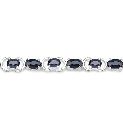 7.41 Carat Genuine Black Sapphire .925 Sterling Silver Bracelet  DestGlow