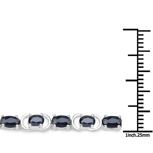 7.41 Carat Genuine Black Sapphire .925 Sterling Silver Bracelet  DestGlow