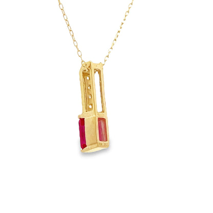 Created Ruby Diamond Fashion Pendants 10KT Yellow Gold by Bids.com