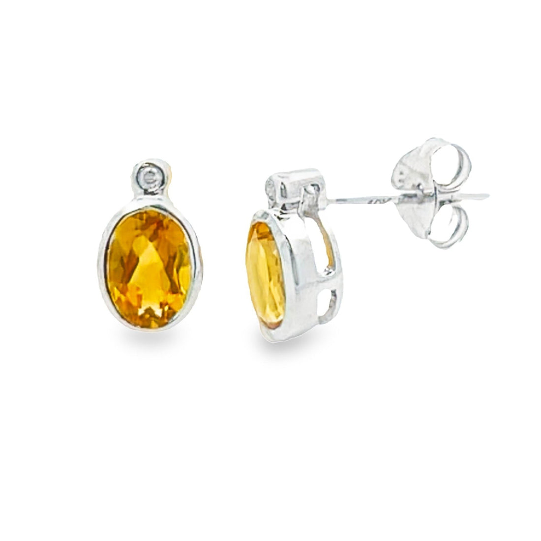 .79ct Citrine Diamond Stud Earrings 10KT White Gold by Bids.com