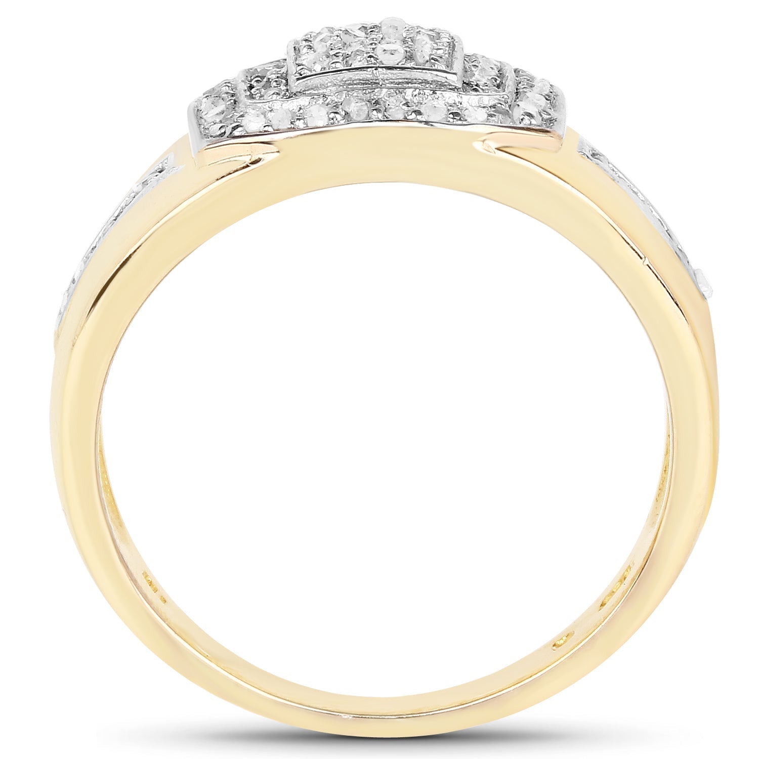 14K Yellow Gold Plated 0.29 Carat Genuine White Diamond .925 Sterling Silver Ring by Bids.com