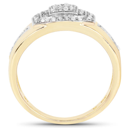 14K Yellow Gold Plated 0.29 Carat Genuine White Diamond .925 Sterling Silver Ring by Bids.com