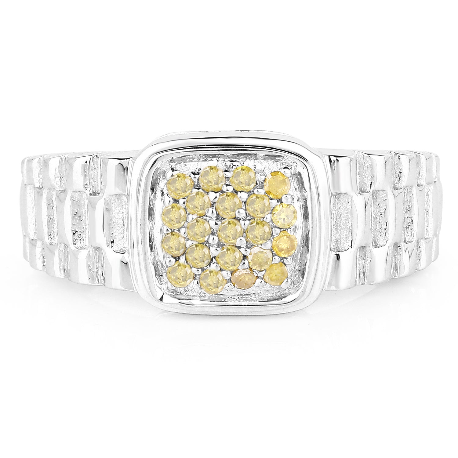 0.25 Carat Genuine Yellow Diamond .925 Sterling Silver Ring by Bids.com