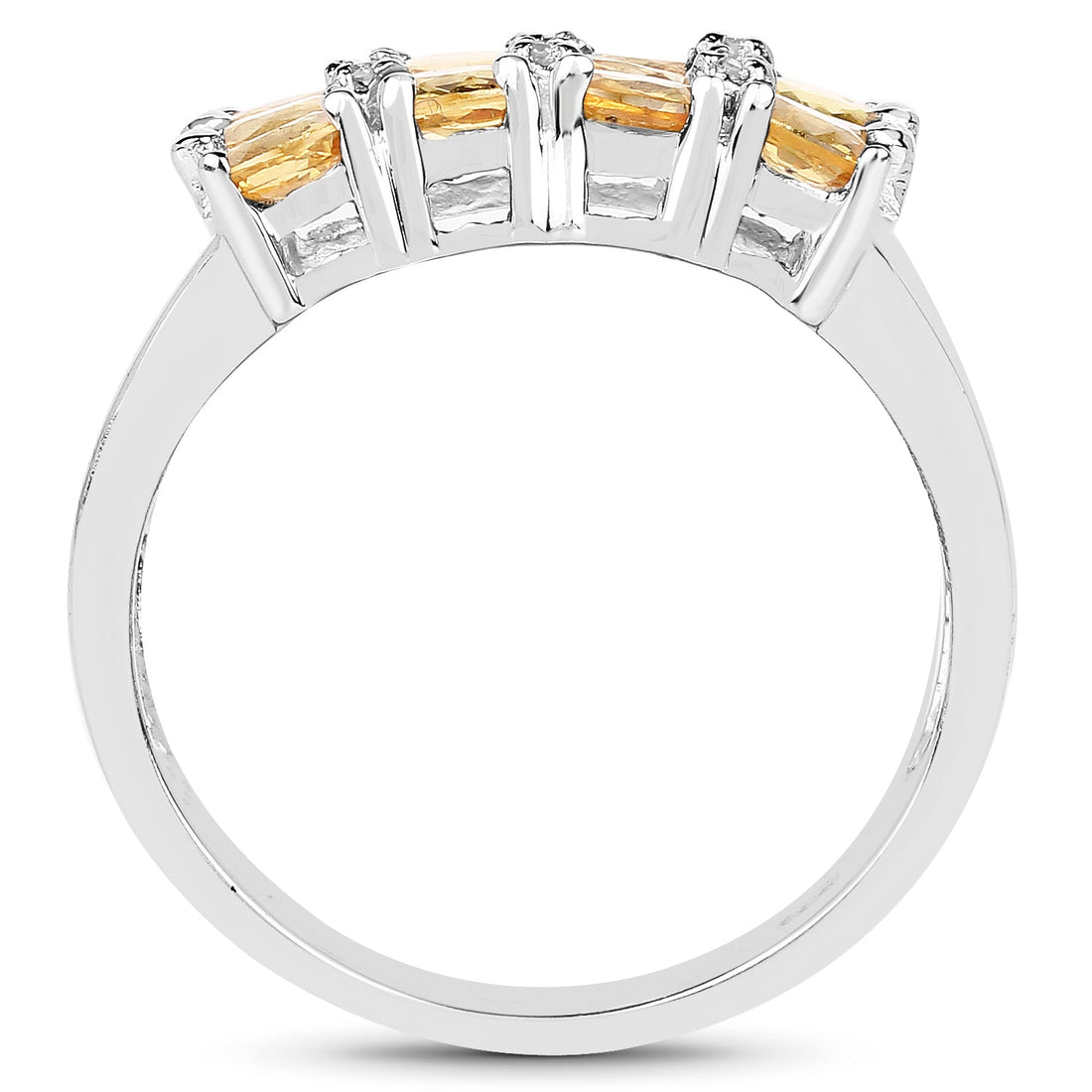 2.67 Carat Genuine Yellow Sapphire and White Diamond .925 Sterling Silver Ring by Bids.com