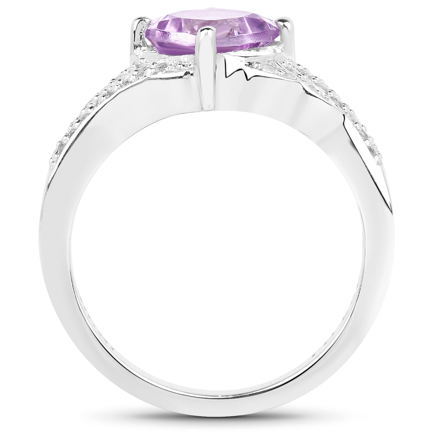 1.32 Carat Genuine Amethyst &amp; White Topaz .925 Sterling Silver Ring  DestGlow