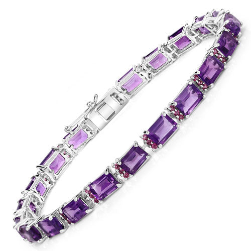21.84 Carat Genuine Amethyst and Rhodolite Granet .925 Sterling Silver Bracelet by Bids.com
