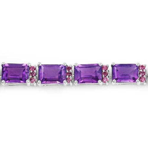 21.84 Carat Genuine Amethyst and Rhodolite Granet .925 Sterling Silver Bracelet by Bids.com