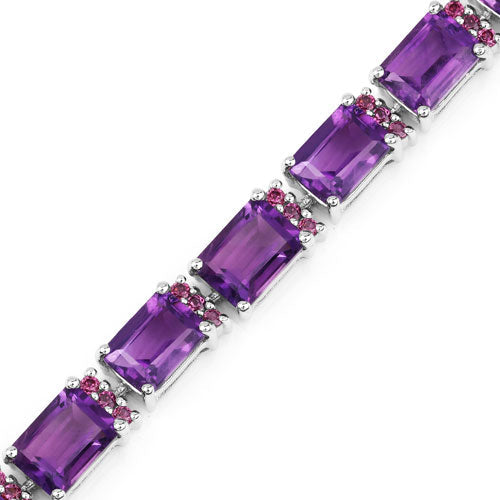 21.84 Carat Genuine Amethyst and Rhodolite Granet .925 Sterling Silver Bracelet by Bids.com
