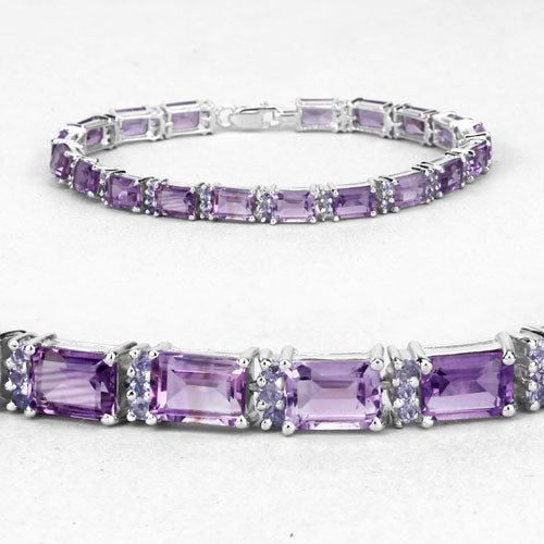 21.84 Carat Genuine Amethyst and Rhodolite Granet .925 Sterling Silver Bracelet by Bids.com