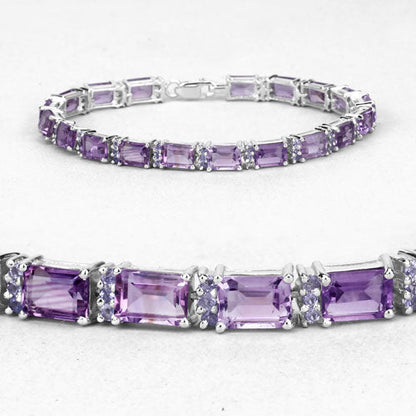 21.84 Carat Genuine Amethyst and Rhodolite Granet .925 Sterling Silver Bracelet by Bids.com