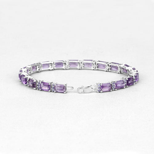 21.84 Carat Genuine Amethyst and Rhodolite Granet .925 Sterling Silver Bracelet by Bids.com