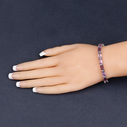 21.84 Carat Genuine Amethyst and Rhodolite Granet .925 Sterling Silver Bracelet by Bids.com