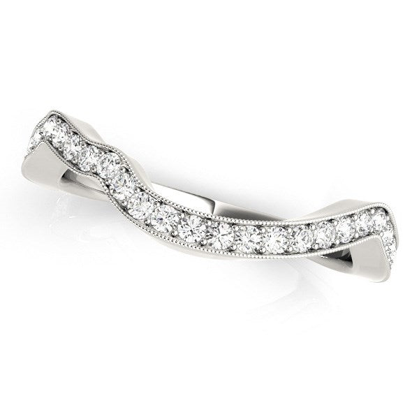 14k White Gold Milgrained Curve Style Diamond Wedding Band (1/5 cttw) by Bids.com