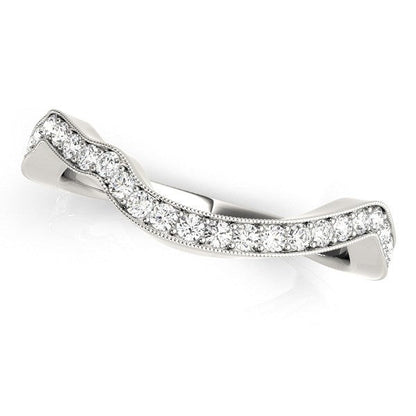 14k White Gold Milgrained Curve Style Diamond Wedding Band (1/5 cttw) by Bids.com