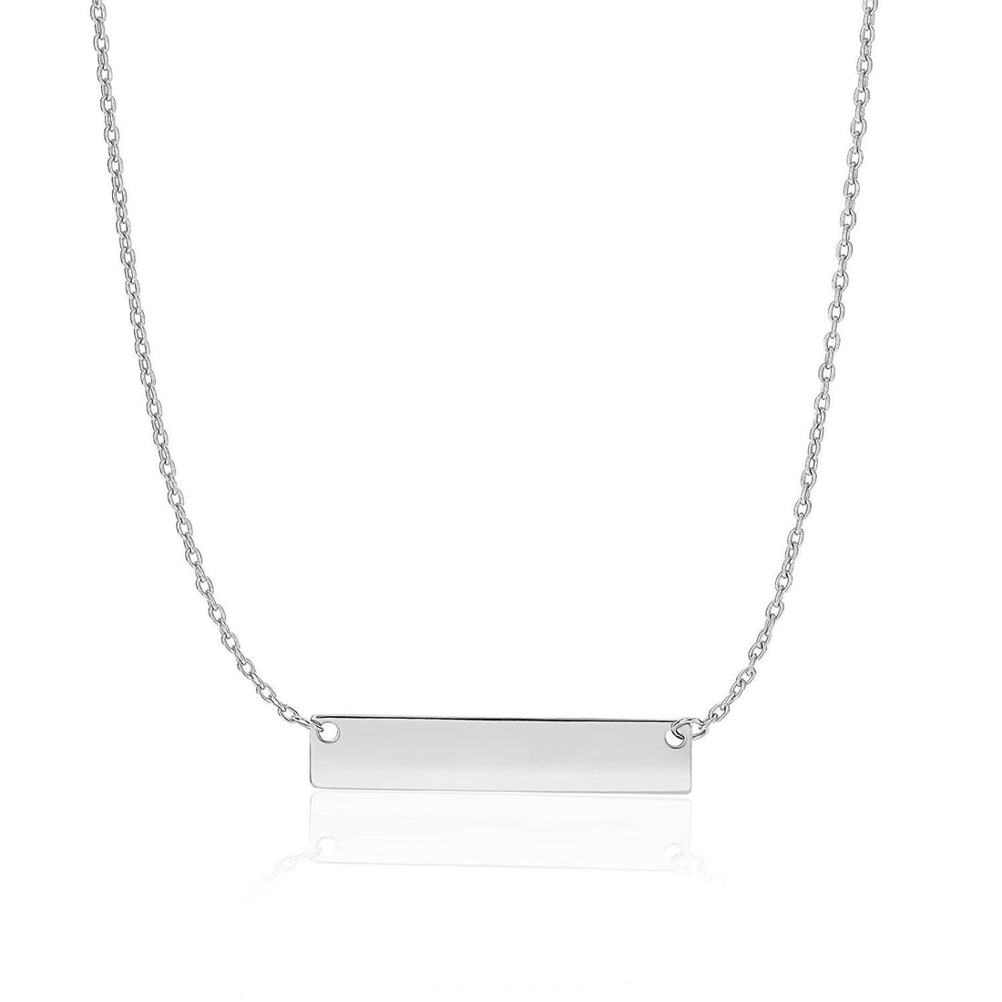 14k White Gold Smooth Flat Horizontal Bar Style Necklace  DestGlow