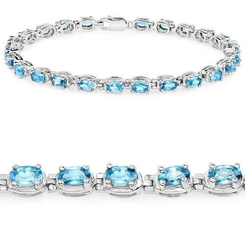 7.92 Carat Genuine Blue Zircon .925 Sterling Silver Bracelet by Bids.com