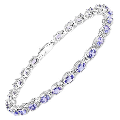 6.00 Carat Genuine Tanzanite .925 Sterling Silver Bracelet 