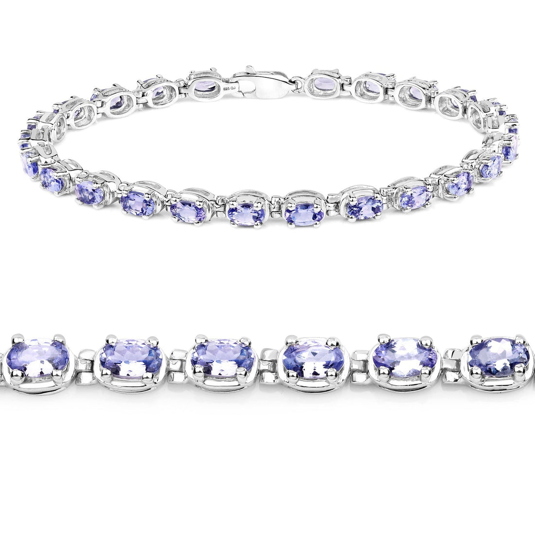 6.00 Carat Genuine Tanzanite .925 Sterling Silver Bracelet 