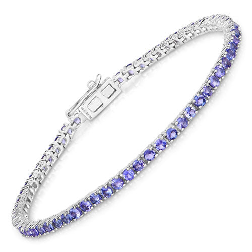 4.34 Carat Genuine Tanzanite .925 Sterling Silver Bracelet  DestGlow