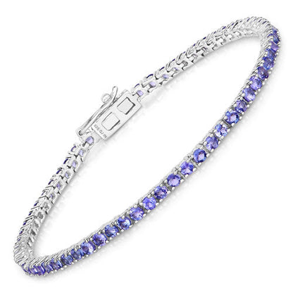 4.34 Carat Genuine Tanzanite .925 Sterling Silver Bracelet  DestGlow