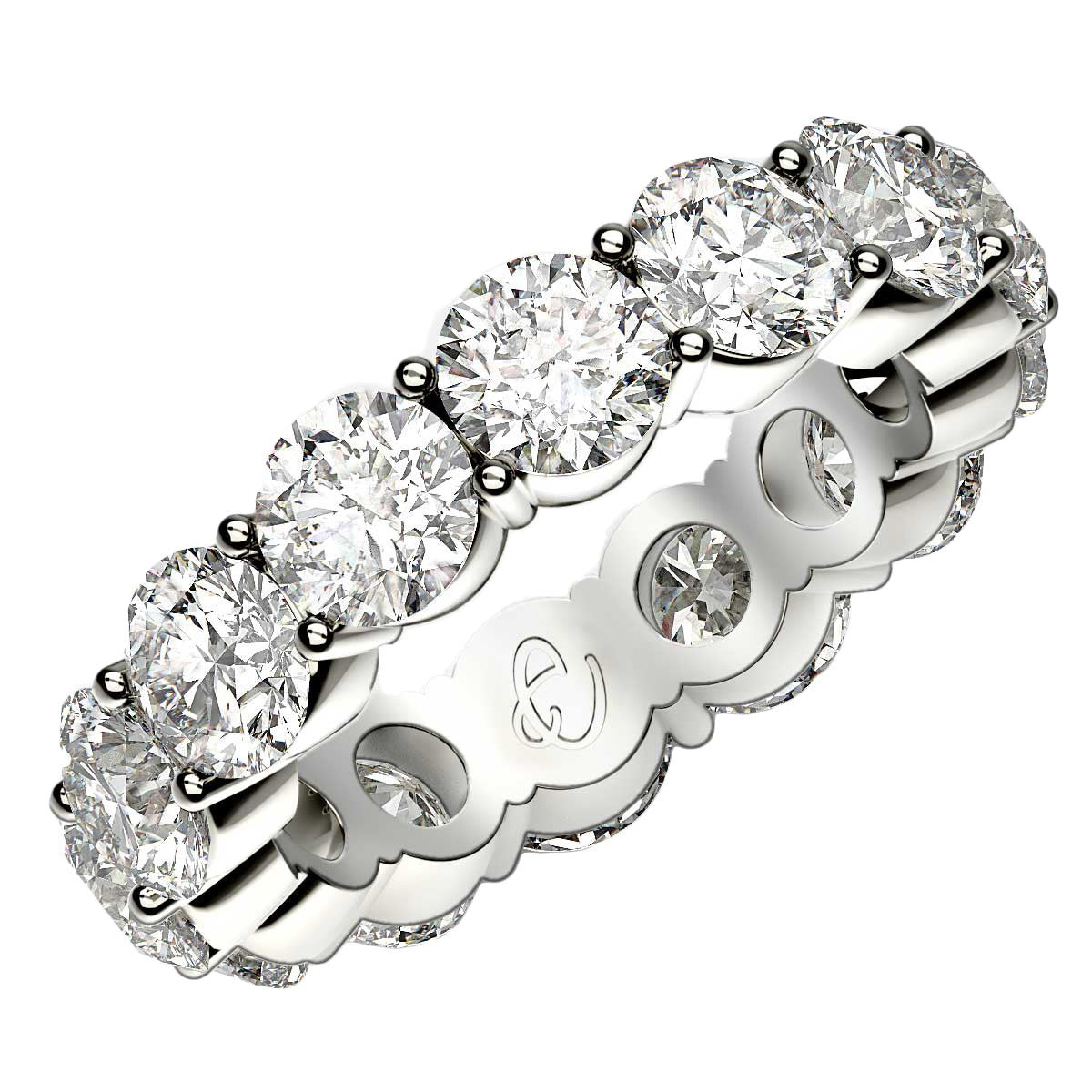 Round Cut Lab Grown Diamond Eternity Ring in 14k White Gold (6 cttw FG/VS2) by Bids.com
