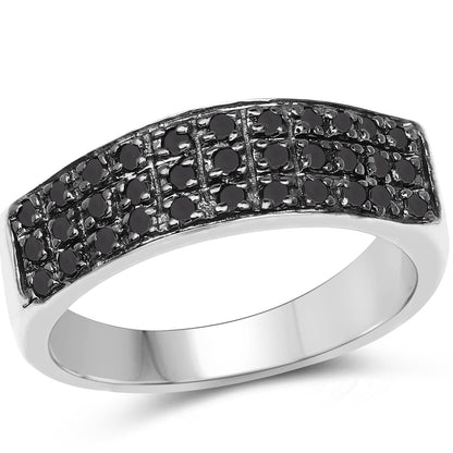 0.35 Carat Genuine Black Diamond .925 Sterling Silver Ring by Bids.com