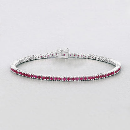 3.35 Carat Genuine Ruby .925 Sterling Silver Bracelet