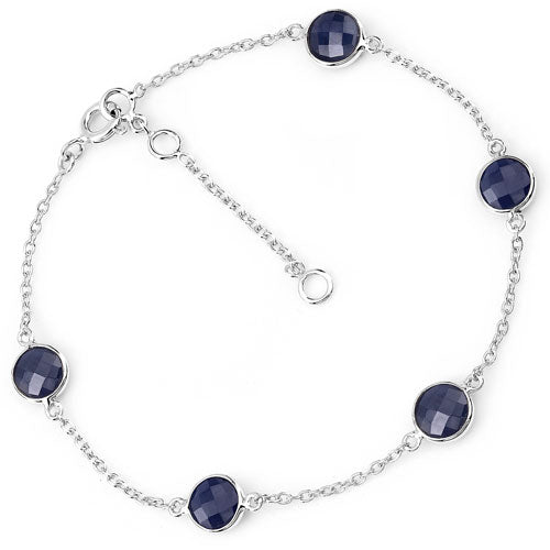 5.00 Carat Genuine Blue Sapphire .925 Sterling Silver Bracelet by Bids.com