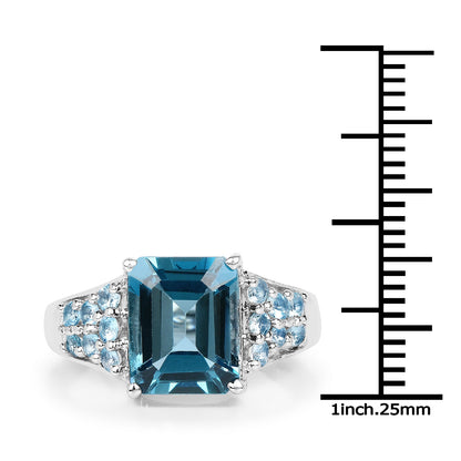 4.39 Carat Genuine London Blue Topaz and Swiss Blue Topaz .925 Sterling Silver Ring by Bids.com