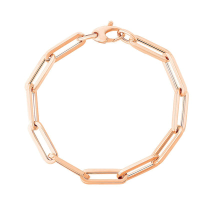 14K Rose Gold Extra Wide Paperclip Chain Bracelet by Bids.com