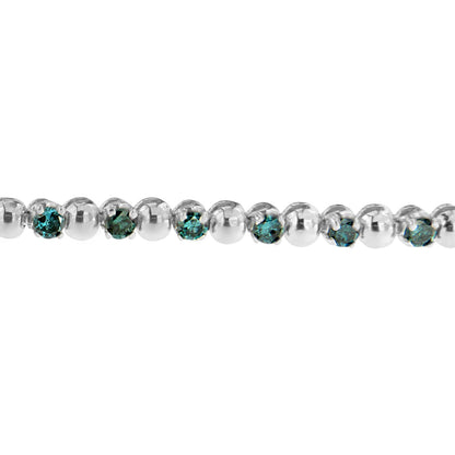14K White Gold Round-Cut Blue Diamonds Bracelet (3.00 cttw, Blue Color, Clarity) by Bids.com