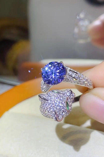 2 Carat Blue Sparkala™ Adjustable Animal Bypass Ring (Platinum Over Pure Sterling Silver) by Sparkala
