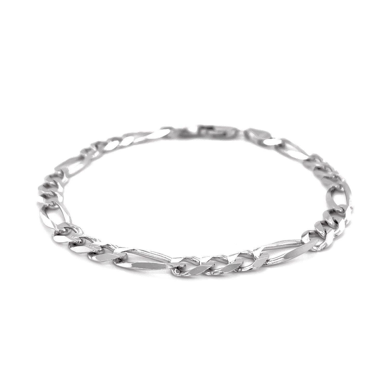 6.0mm 14k White Gold Solid Figaro Bracelet by Bids.com