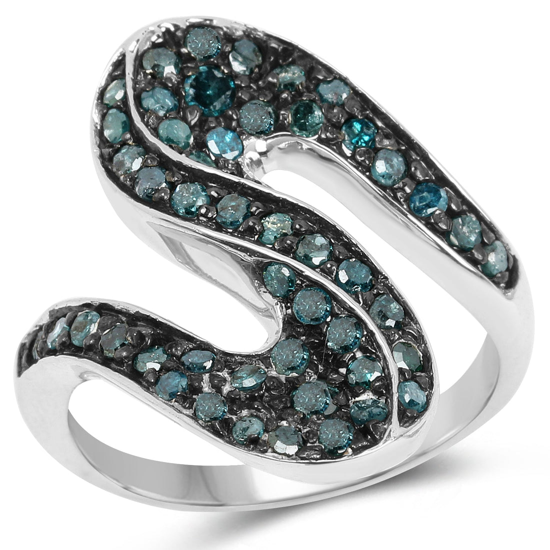 0.76 Carat Genuine Blue Diamond .925 Sterling Silver Ring by Bids.com