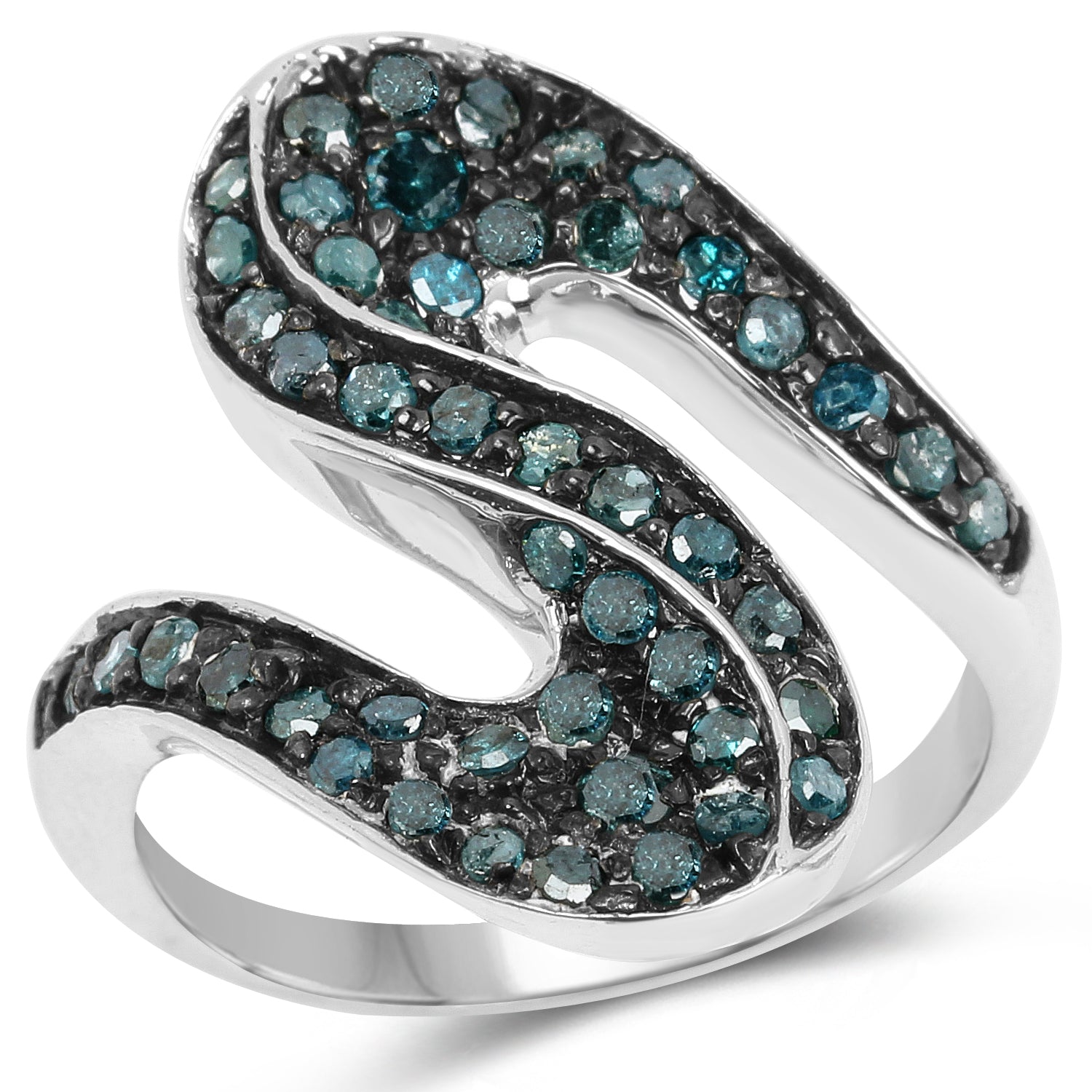 0.76 Carat Genuine Blue Diamond .925 Sterling Silver Ring by Bids.com