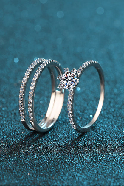 Sparkala™ 925 Rhodium Over Pure Sterling Silver Ring Set by Sparkala