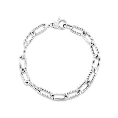 Sterling Silver Wide Paperclip Chain Bracelet by Bids.com