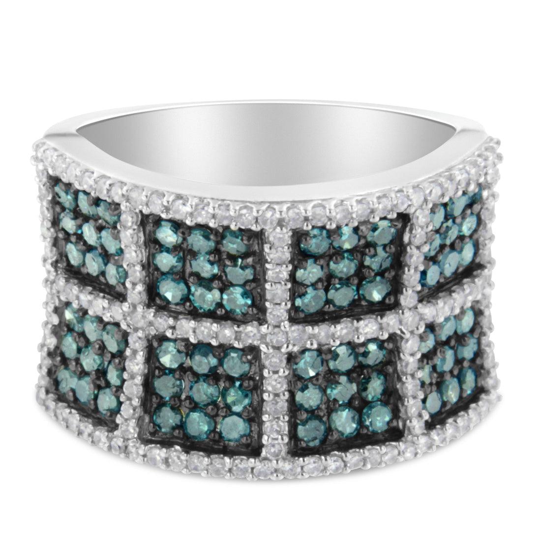 14K White Gold White and Treated Blue Diamond Cocktail Ring (1 1/2 Cttw, H-I Color, I1-I2 Clarity) - Size 6 by Bids.com