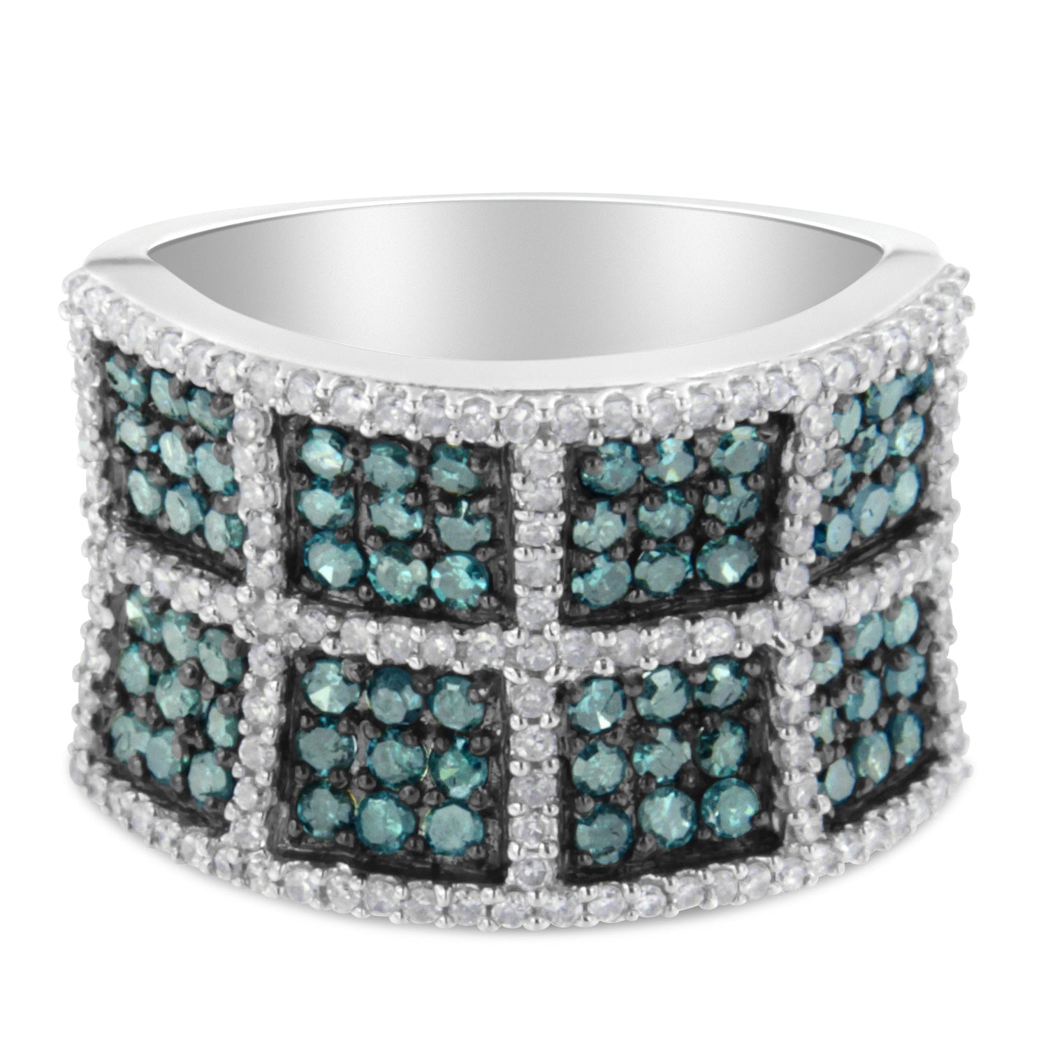 14K White Gold White and Treated Blue Diamond Cocktail Ring (1 1/2 Cttw, H-I Color, I1-I2 Clarity) - Size 6 by Bids.com