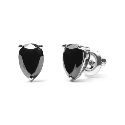 14K White Gold 2.00 Cttw Pear Cut Black Diamond Stud Earrings by Bids.com