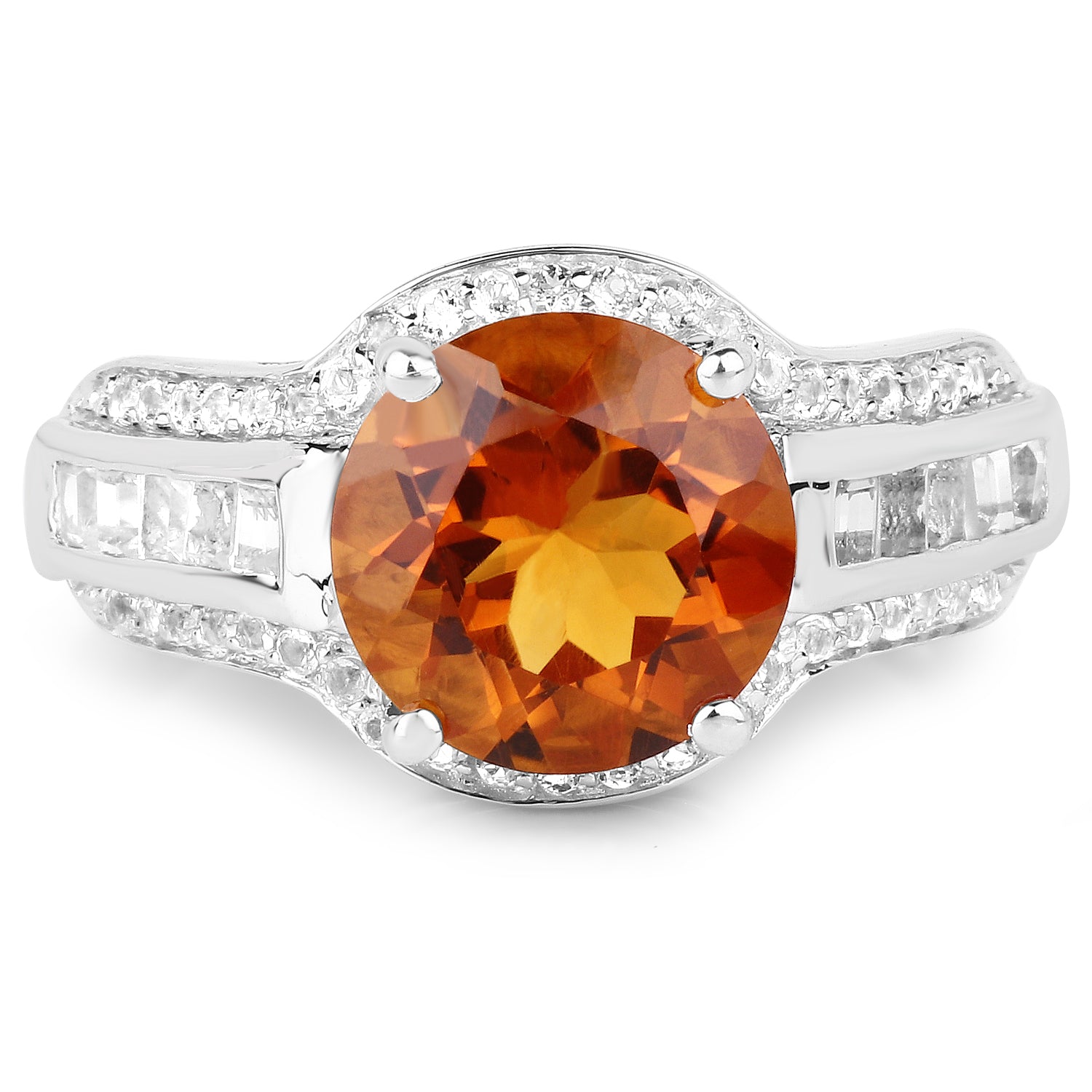 2.81 Carat Genuine Citrine and White Topaz .925 Sterling Silver Ring by Bids.com