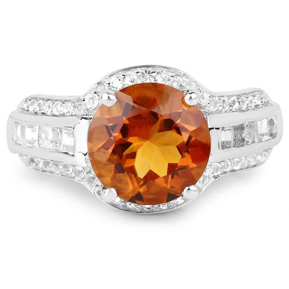 2.81 Carat Genuine Citrine and White Topaz .925 Sterling Silver Ring by Bids.com