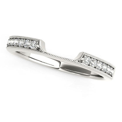 14k White Gold Curved Section Antique Style Diamond Wedding Band (1/8 cttw) by Bids.com