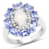 3.05 Carat Genuine Ethiopian Opal, Tanzanite and White Diamond .925 Sterling Silver Ring by Bids.com