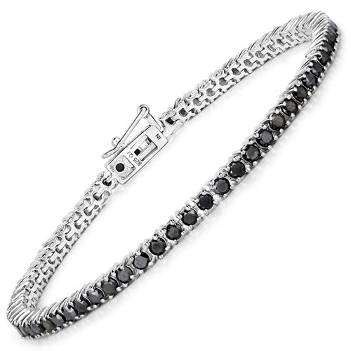 3.15 Carat Genuine Black Diamond .925 Sterling Silver Bracelet by Bids.com