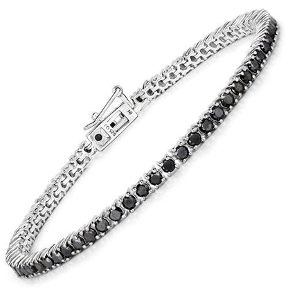 3.15 Carat Genuine Black Diamond .925 Sterling Silver Bracelet by Bids.com