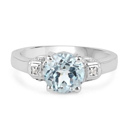 2.28 Carat Genuine Blue Topaz and White Topaz .925 Sterling Silver Ring by Bids.com