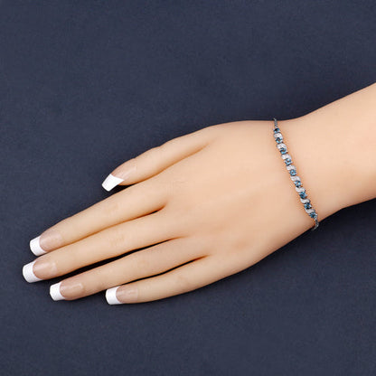 1.34 Carat Genuine London Blue Topaz and White Topaz .925 Sterling Silver Bracelet  DestGlow