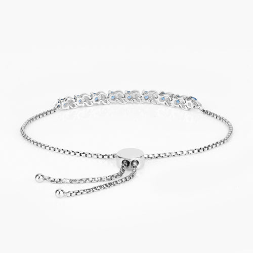 1.34 Carat Genuine London Blue Topaz and White Topaz .925 Sterling Silver Bracelet  DestGlow